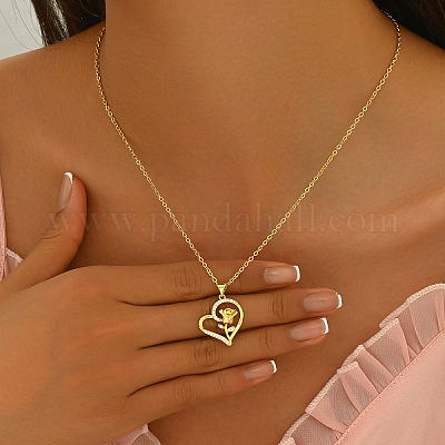 Женские латунные подвески в форме цветочного сердца с микропаве из кубических цирконий ED7102-2-1