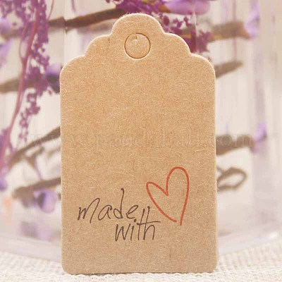 Made With Love Heart On Kraft Paper Gift Tag