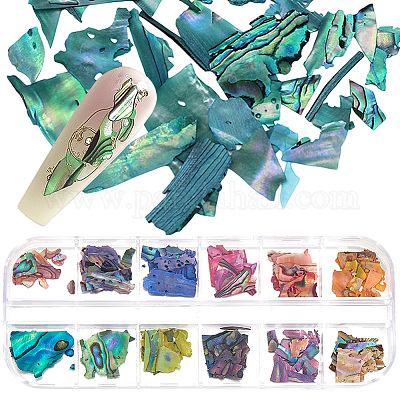 1 набор из 12 сетчатых наггетсов в виде ракушек-морских ушек для нейл-арта для женщин и девочек MRMJ-SP0001-07-1