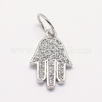 Cz латунь микро pave кубический zirconia hamsa рука / рука fatima / рука miriam charms ZIRC-L018-03-1