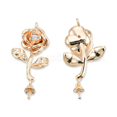 Латунные подвески из прозрачного кубического циркония с цветком из латуни KK-N232-464-1