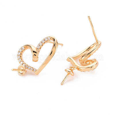 Серьги из латуни с микропейвом и прозрачным фианитом KK-T062-231G-NF-1