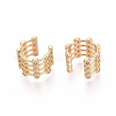 Латунные серьги-манжеты из прозрачного кубического циркония EJEW-T047-84G-1