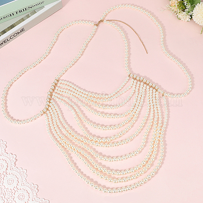 Пластиковые искусственные жемчужины круглые бусины плечевые цепи AJEW-WH20006-210-1
