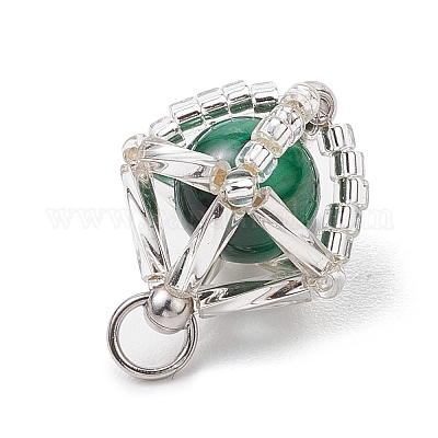 Подвески из натурального тигрового глаза (окрашенного и нагретого) и стеклянных бусин ручной работы PALLOY-MZ00469-04-1