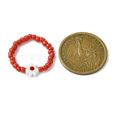 Стеклянные бусы стрейч кольца RJEW-MZ00023-1