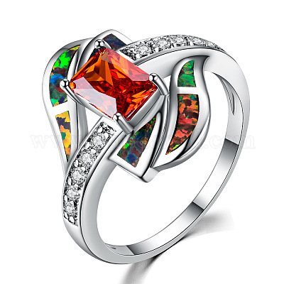 Латунные кольца с микропаве из кубических цирконий и опалов FS-WG9EA6B-07-1