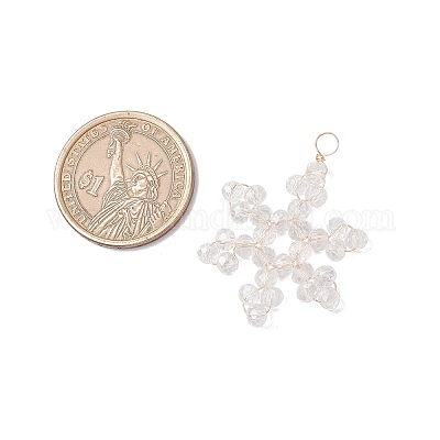 6 шт. 3 подвески в виде стеклянных снежинок PALLOY-JF03950-01-1