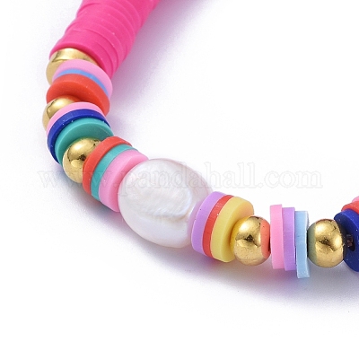 Браслеты из бисера хеши из полимерной глины ручной работы BJEW-JB05089-04-1