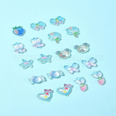 20 шт. 10 стиля цветочные прозрачные эпоксидные смолы декоден кабошоны RESI-FS0001-94-1