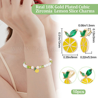 Wholesale Beebeecraft 10Pcs/Box Lemon Charms 18K Gold Plated Brass Yellow Fruit  Charms Jewelry Making Findings for DIY Bracelet Necklace Earring Making 