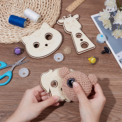 3 шт. деревянные зажимы для проушин с изображением животных AJEW-WH0348-492-1