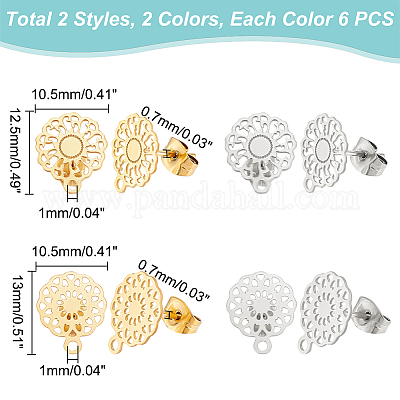 24 шт. 4 шт. фурнитура для сережек-гвоздиков из нержавеющей стали 304 STAS-UN0040-81-1