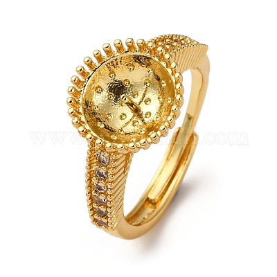 Круглые латунные микропаве прозрачные кубические цирконии регулируемые настройки колец KK-D378-35G-1