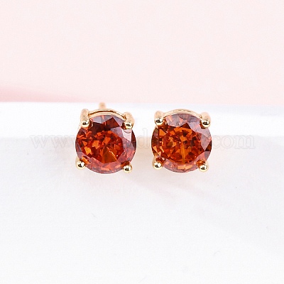 Плоские круглые серьги-гвоздики из латуни с паве из кубического циркония для женщин EJEW-G428-29A-01-1