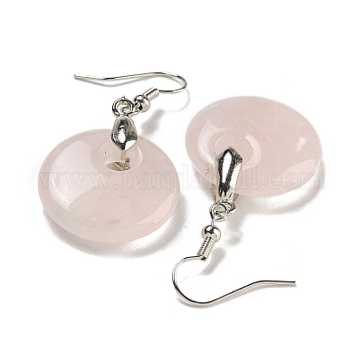 Плоские круглые серьги-подвески из латуни с покрытием для женщин EJEW-B064-01P-06-1