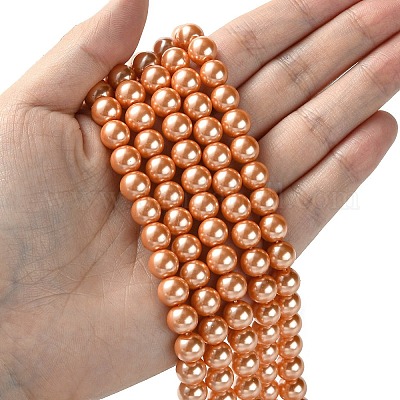 Круглые бусины из экологически чистого окрашенного стекла с жемчугом HY-A002-8mm-RB057-1