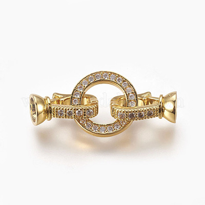 Латунные микро проложить кубического циркония раз за застежками KK-P164-14-1