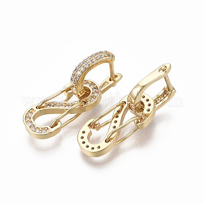 (продажа фабрики ювелирных изделий) латунь микро проложить ясно кубический цирконий серьги обруча обруча EJEW-R144-003-NF-1