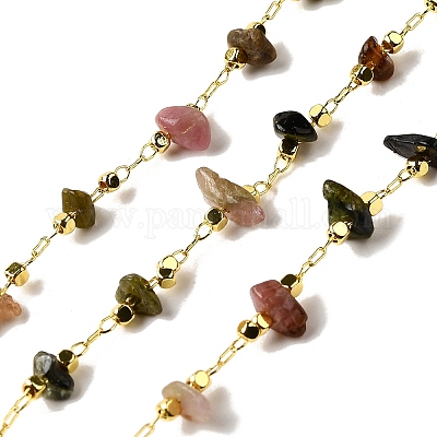 Цепочки из бисера ручной работы с натуральным турмалином CHC-F020-10G-02-1