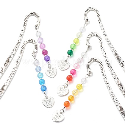 Signets en perles acryliques transparentes de couleur dégradée AJEW-JK00202-1