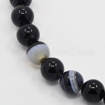 Natural Striped Agate/Banded Agate Beads Strands G-G582-10mm-23-1