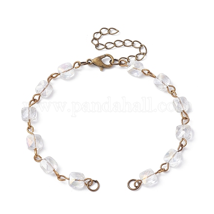 Fabrication de bracelets à maillons en perles de verre à facettes carrées AJEW-JB01150-51-1