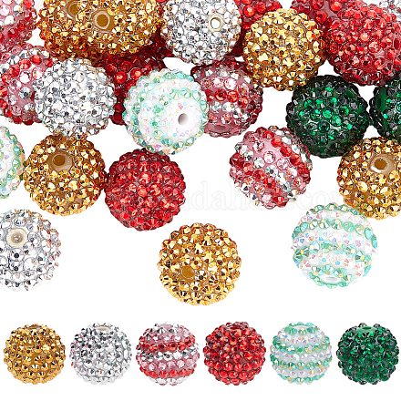 36 шт. 6 стиля прозрачных смоляных бусин со стразами RESI-SC0003-39-1