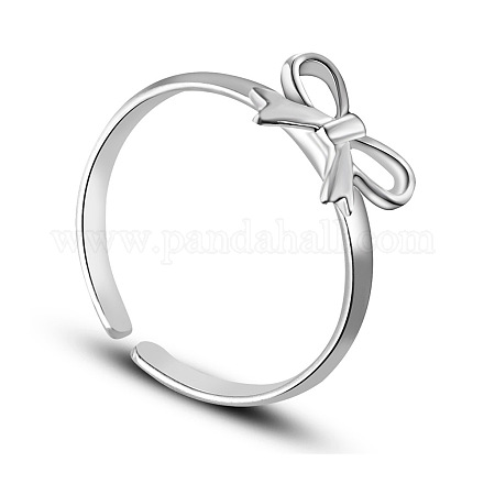 SHEGRACE Fashion Bowknot Sterling Silver Cuff Tail Ring JR23A-1
