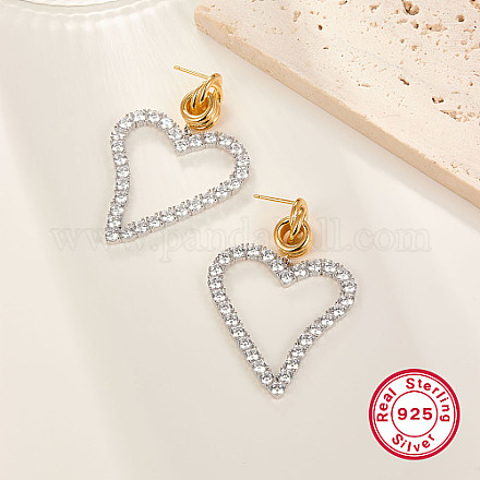 Boucles d'oreilles pendantes en argent sterling bicolore en platine et doré 925 QO3492-1-1