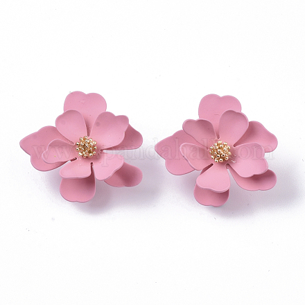 Spray Painted Eco-Friendly Iron Stud Earring Findings X-IFIN-R242-04D-NR-1