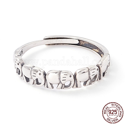 Elefant 925 verstellbare Ringe aus Sterlingsilber für Männer und Frauen STER-G032-03AS-1