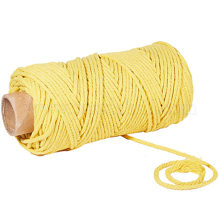 Gorgecraftコットンストリングスレッド  装飾的な糸のスレッド  DIYの工芸品について  ギフトラッピングとジュエリー作り  きいろ  4mm  100m /ロール（110ヤード/ロール） OCOR-GF0001-03B-02-1