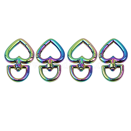 Moschettoni girevoli in lega di zinco color arcobaleno PURS-PW0005-069M-1
