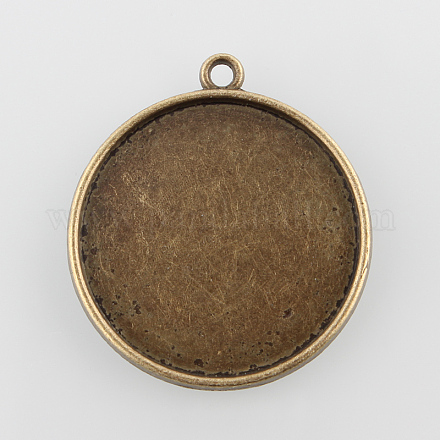 Supports pendant d'alliage cabochon rond plat PALLOY-N0088-36AB-NF-1
