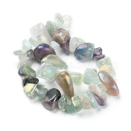 Electroplated Natural Fluorite Beads Strands G-YW0001-41-1