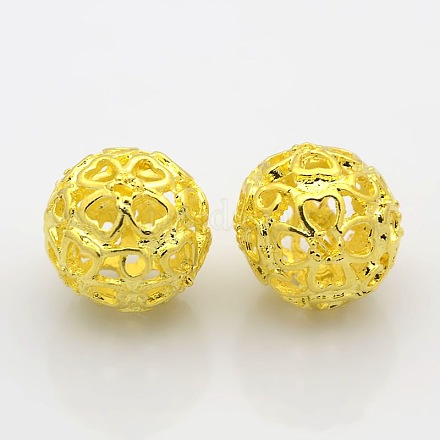 Perles creuses filigranées en alliage de style tibétain  PALLOY-J415-47G-1