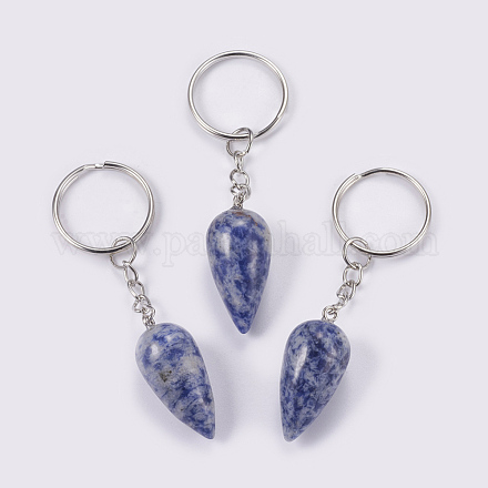 Porte-clés en jaspe bleu naturel KEYC-P041-B011-1