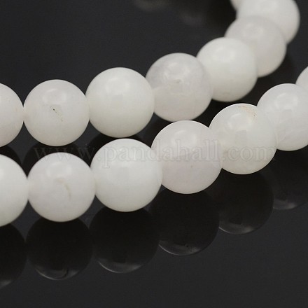 Natürliche runde weiße Jade Perle Stränge G-P070-01-10mm-1