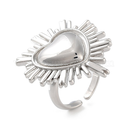 Латунное кольцо-манжета с открытым сердцем для женщин RJEW-C102-23P-1