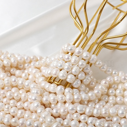Нити из натурального культивированного пресноводного жемчуга PEAR-WH0006-02-1