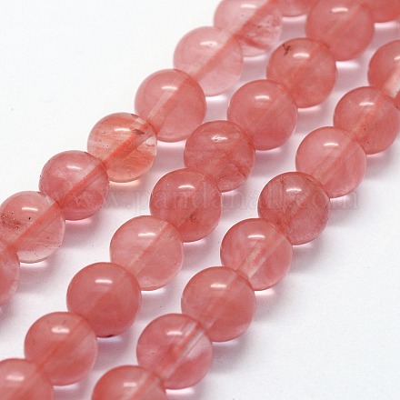 Chapelets de perles en verre de quartz de cerise G-I199-28-8mm-1