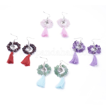 Cotton Thread Tassels Dangle Earrings EJEW-JE02563-1