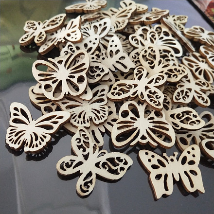 50 pz ornamento di ritagli a forma di farfalla in legno vuoto non finito WOCR-PW0003-07-1