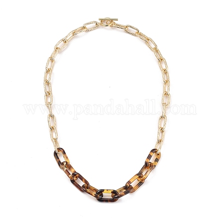 Transparent Acrylic & Aluminum Paperclip Chain Necklaces NJEW-JN02959-02-1