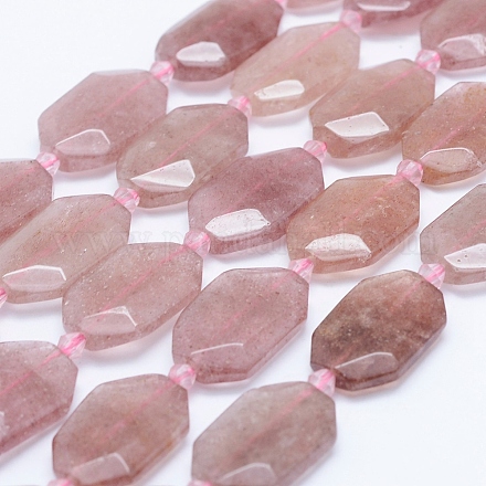 Chapelets de perles aux fraises en quartz naturel G-J373-24E-1