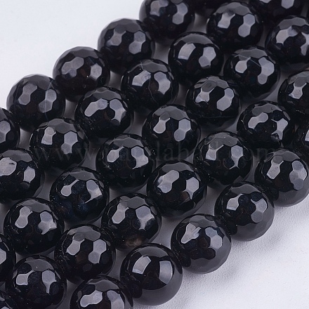 Круглые бусы из натурального черного оникса X-G-L084-8mm-20-1
