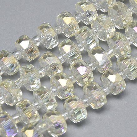 Chapelets de perles en verre électroplaqué EGLA-Q083-8mm-D11-1