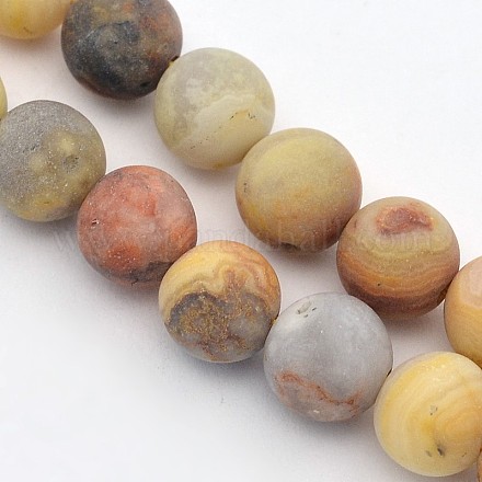 Frosted Round Natural Crazy Agate Beads Strands G-E302-103-6mm-1