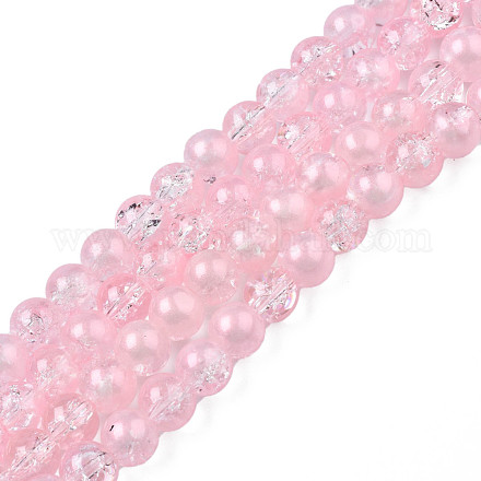 Hebras de perlas de vidrio craquelado translúcido CCG-T003-01B-1